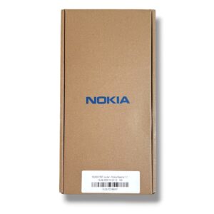 Brown Nokia product box with blue logo and a white barcode label at the bottom on a white background