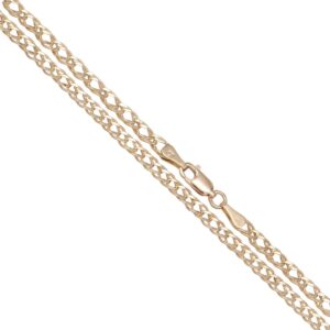 Close-up of a gold rope chain necklace with a lobster-claw clasp