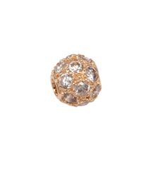 Gold-tone bead encrusted with clear crystals, decorative jewelry charm.
