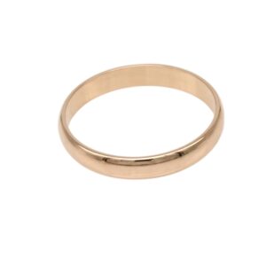 Rose‑gold wedding band with a smooth, polished finish.