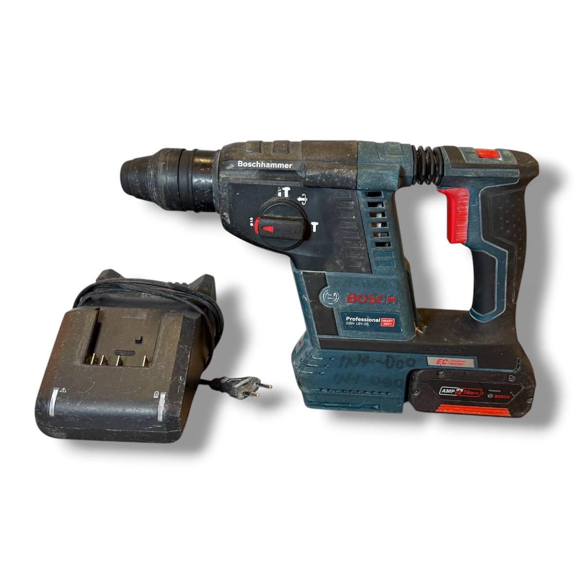 a6709473970150a326eca3cfdc7a15aejpg - Mezola OÜ Cordless Bosch drill with battery pack and charging dock on a white background, used for drilling tasks.