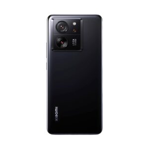 Back of a dark smartphone showing a square camera module with two large lenses and a flash (top left). Camera system contrasts with glossy surface. Sleek, premium design.