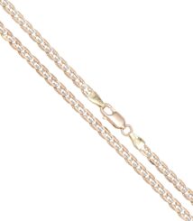 Two-tone chain necklace in rose gold and white gold with a lobster clasp, shown diagonally in a close-up shot