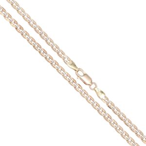 Two-tone chain necklace in rose gold and white gold with a lobster clasp, shown diagonally in a close-up shot