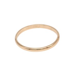 Plain gold wedding band on a white background, smooth polished finish